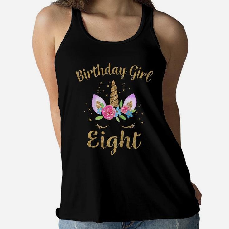 Kids 8 Year Old Birthday Girl Unicorn Shirt 8Th Birthday Outfit Women Flowy Tank