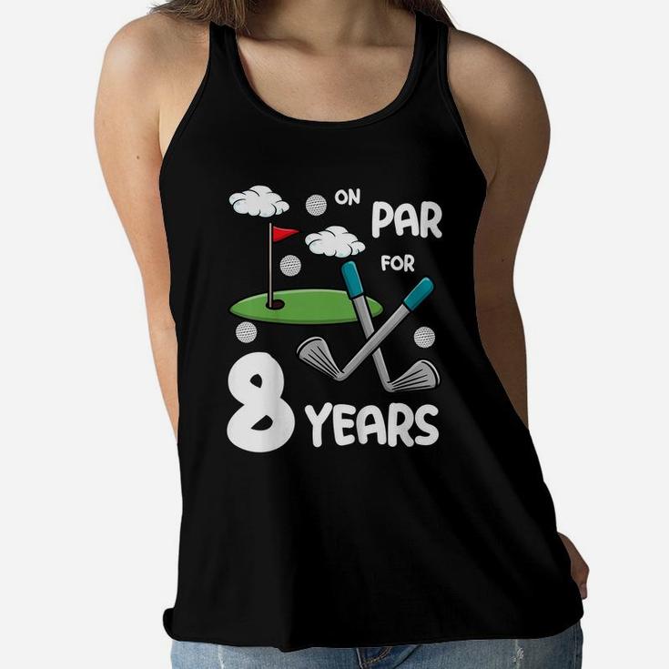 Kids 8Th Birthday Golf Funny Golfer 8 Year Old Boy Girl Women Flowy Tank