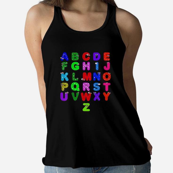 Kids Abc Alphabet Awesome Letters Colorful Learning Women Flowy Tank