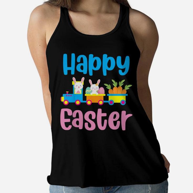 Kids Happy Easter Bunny Rabbit Egg Hunting Train Lover Women Flowy Tank