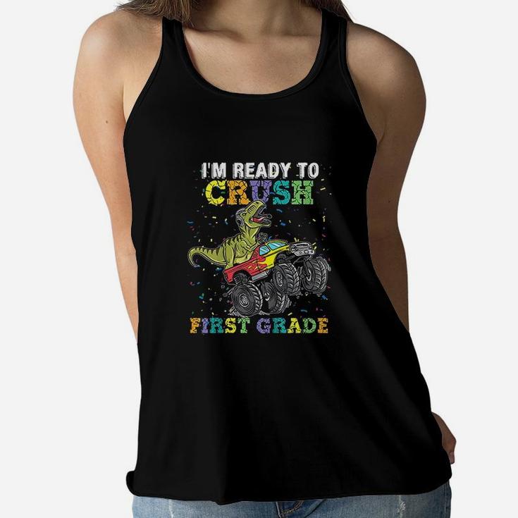 Kids I Am Ready To Crush First Grade Monster Truck Dinosaur Boys Women Flowy Tank