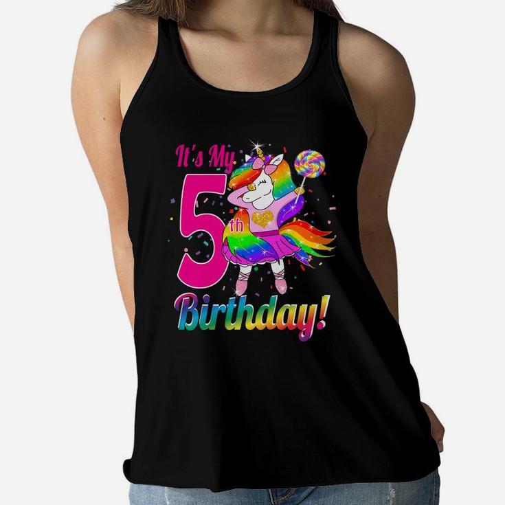 Kids Its My 5Th Birthday Unicorn Shirt 5 Year Old Girls Outfit Women Flowy Tank