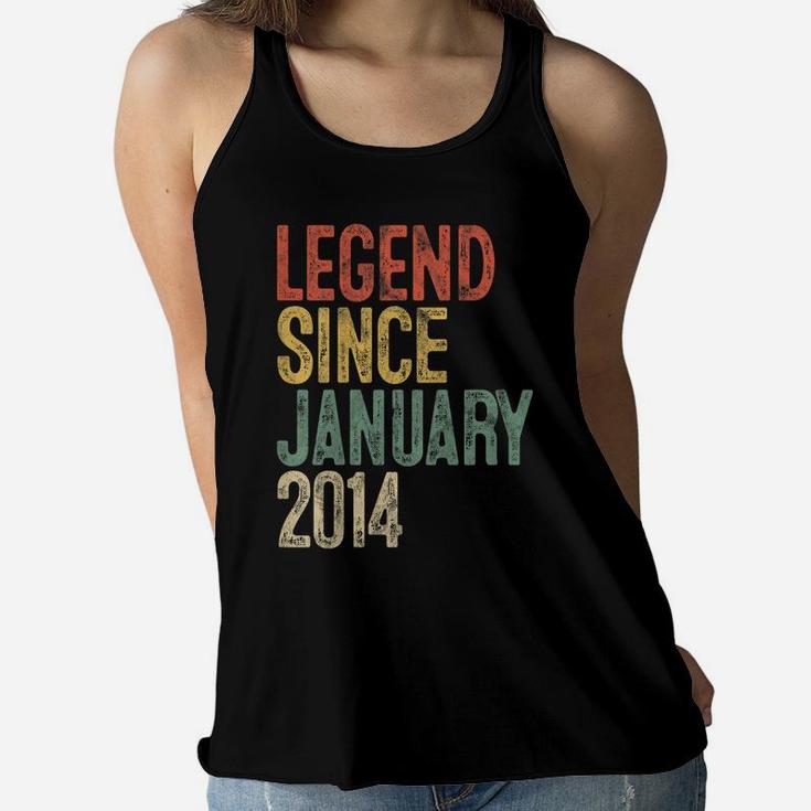 Kids Legend Since January 2014 7Th Birthday Gift 7 Year Old Women Flowy Tank