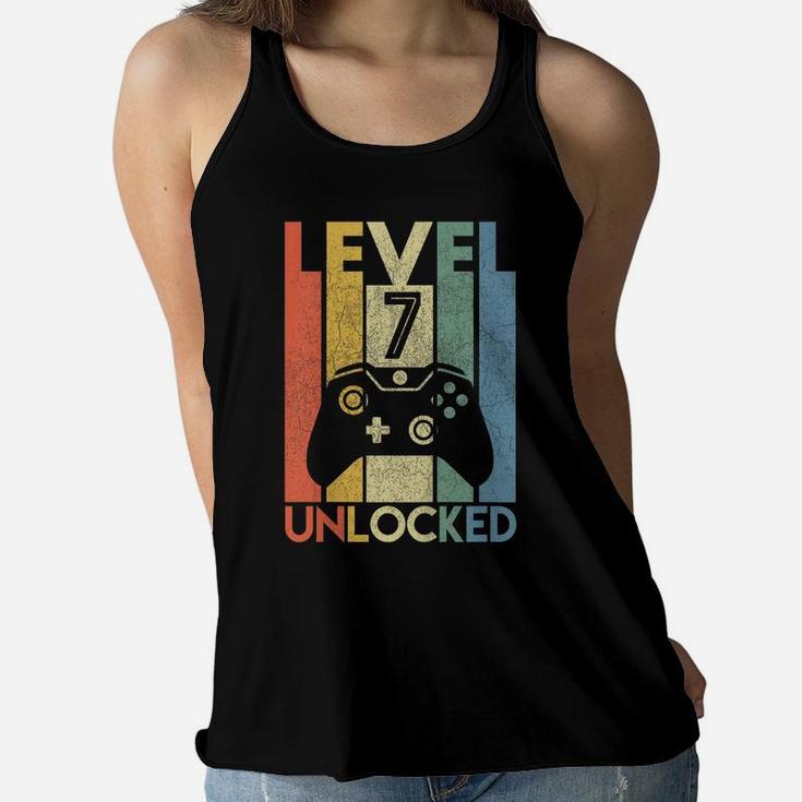 Kids Level 7 Unlocked Shirt Funny Video Gamer 7Th Birthday Gift Women Flowy Tank