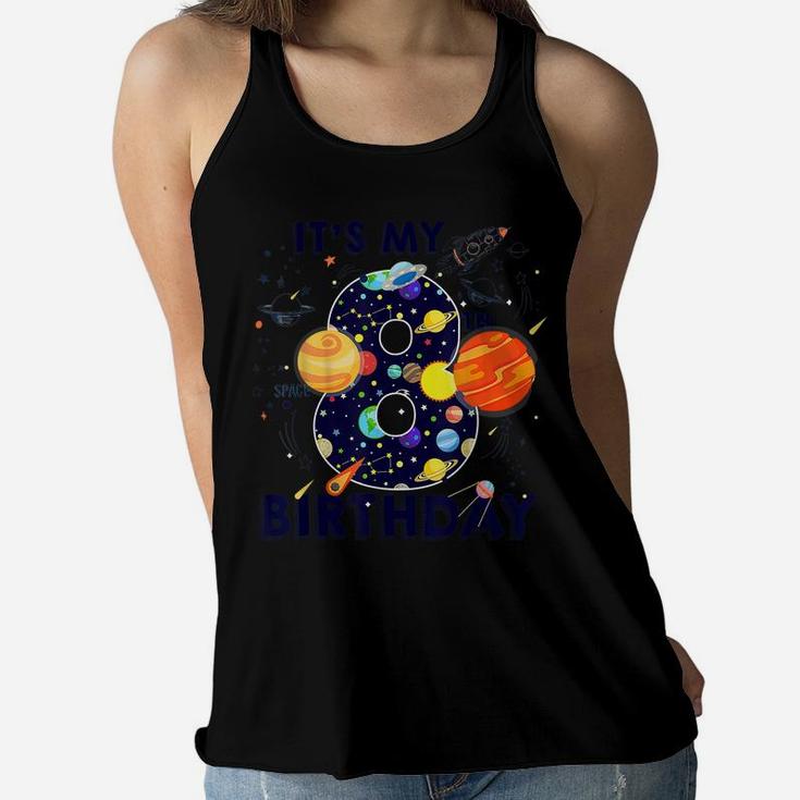 Kids Outer Space 8 Year Old 8Th Birthday Party Boys Girls Women Flowy Tank