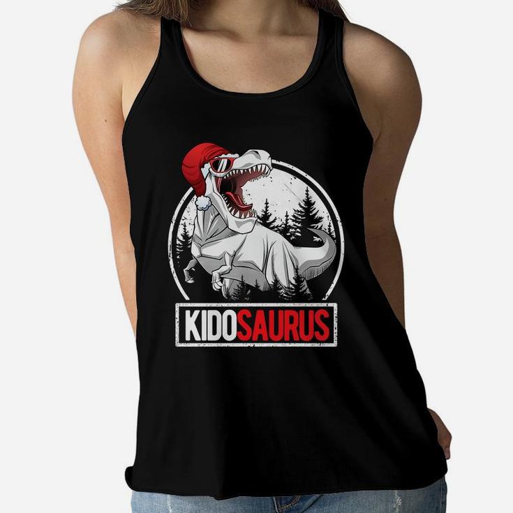 Kids Santa Kidosaurus Shirt For Kids Matching Christmas T-Rex Boy Women Flowy Tank