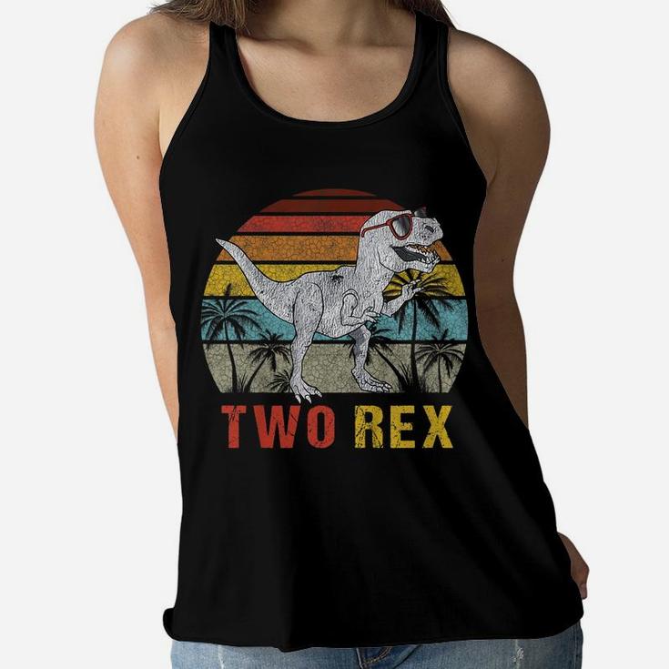 Kids Two Rex 2Nd Birthday Shirt Second Dinosaur 2 Year Old Women Flowy Tank