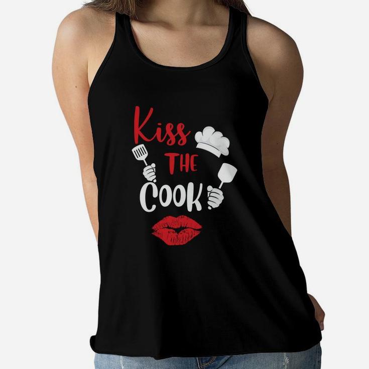 Kiss The Cook Gift For Valentine Happy Valentines Day Women Flowy Tank