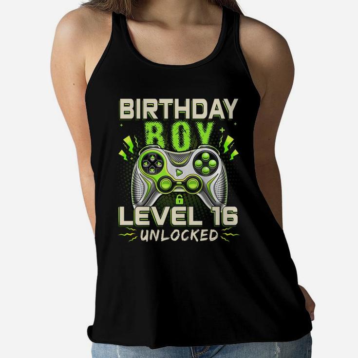 Level 16 Unlocked Video Game 16Th Birthday Gamer Boys Kids Women Flowy Tank