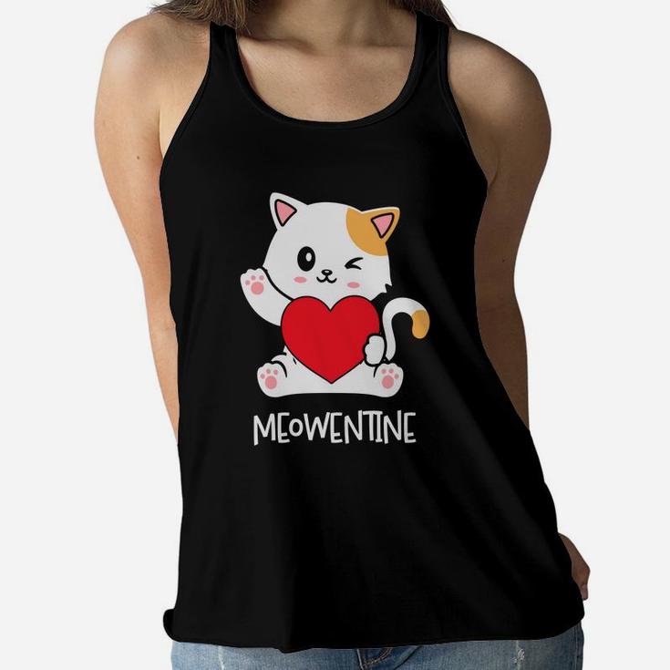 Meowentine Valentine Gift Cute Cat Kitten Happy Valentines Day Women Flowy Tank
