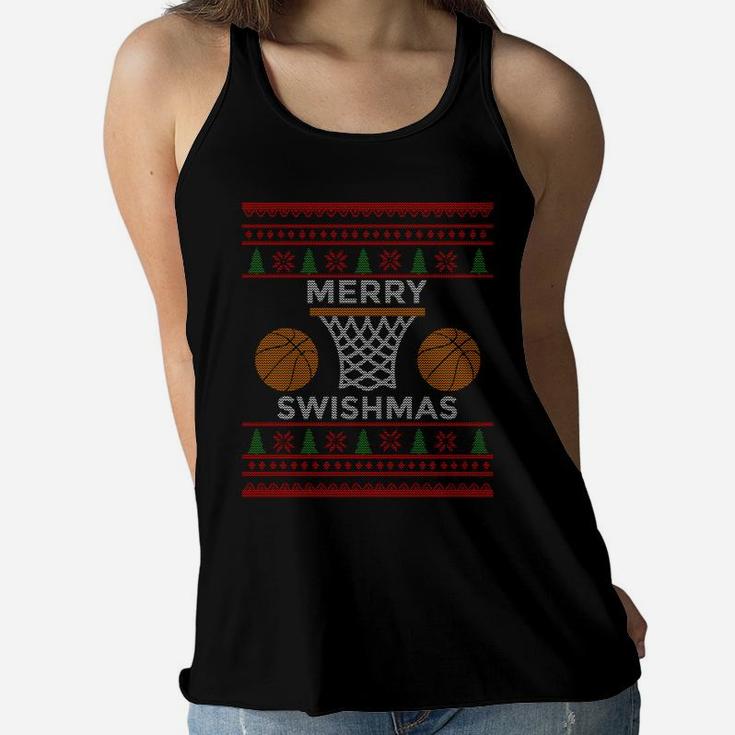 Merry Swishmas Basketball Funny Cool Boy Christmas Gift Women Flowy Tank