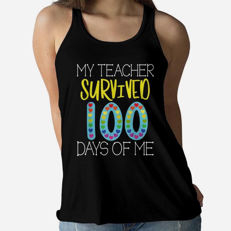 My Teacher Survived 100 Days Of Me, Boys School Shirt,100Th Women Flowy Tank