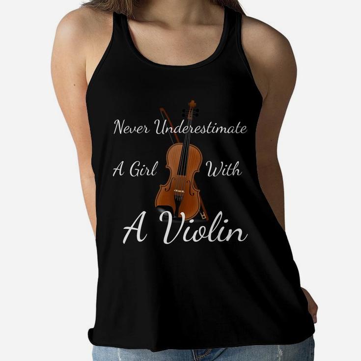 Never Underestimate A Girl With A Violin Women Flowy Tank