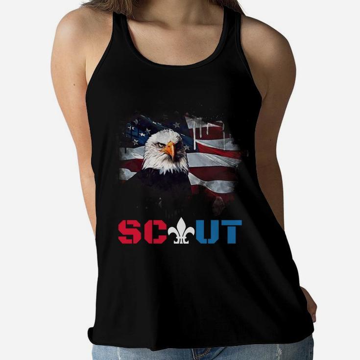 Patriotic Scout Boy Girl Scouting Lover Us Flag Eagle Sweatshirt Women Flowy Tank