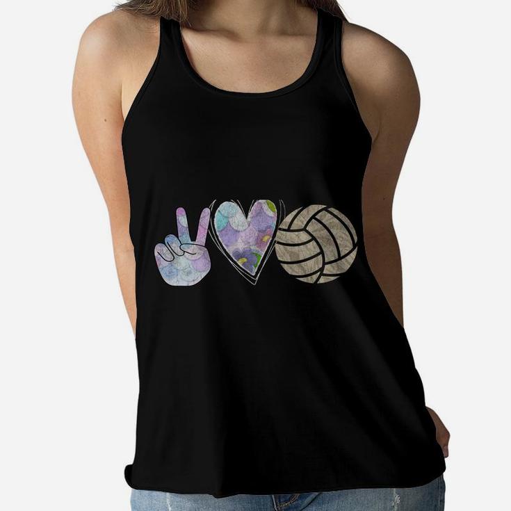 Peace Love Volleyball Cute Design For Women Teen Girls Sweatshirt Women Flowy Tank