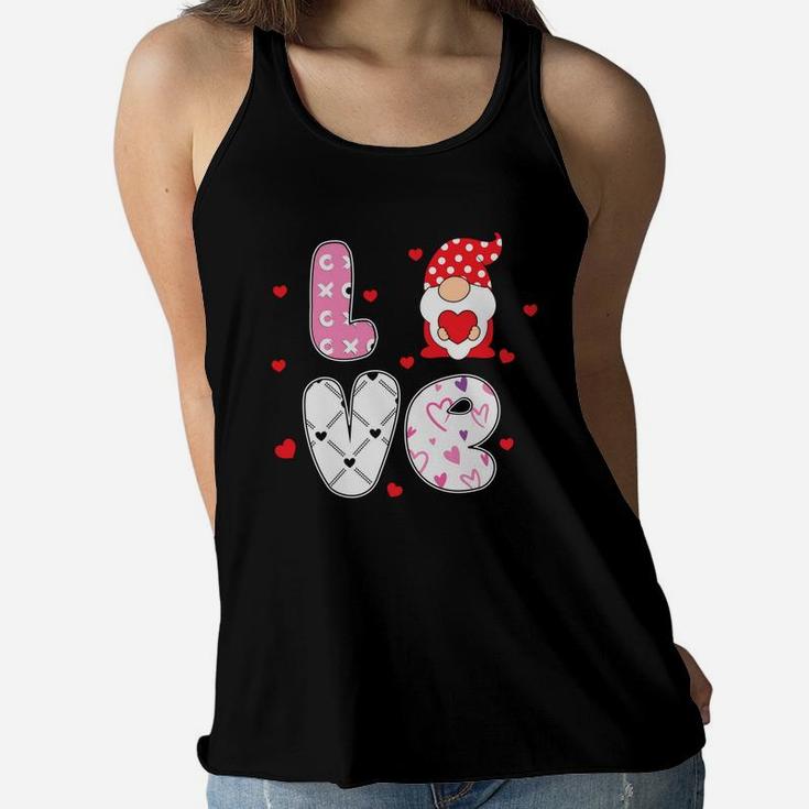 Pink Love Heart Gnomes For Valentines Day Happy Valentines Day Women Flowy Tank