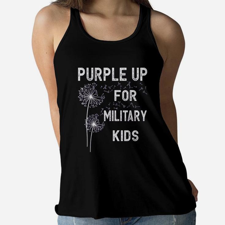 Purple Up For Military Kids Women Flowy Tank
