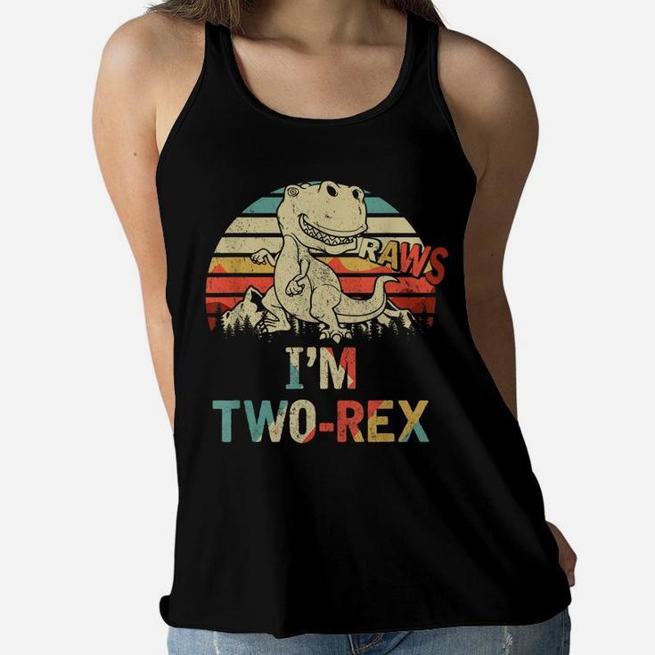 Raws I'm Two-Rex 2Nd Birthday Boy Kid Dinosaur Women Flowy Tank