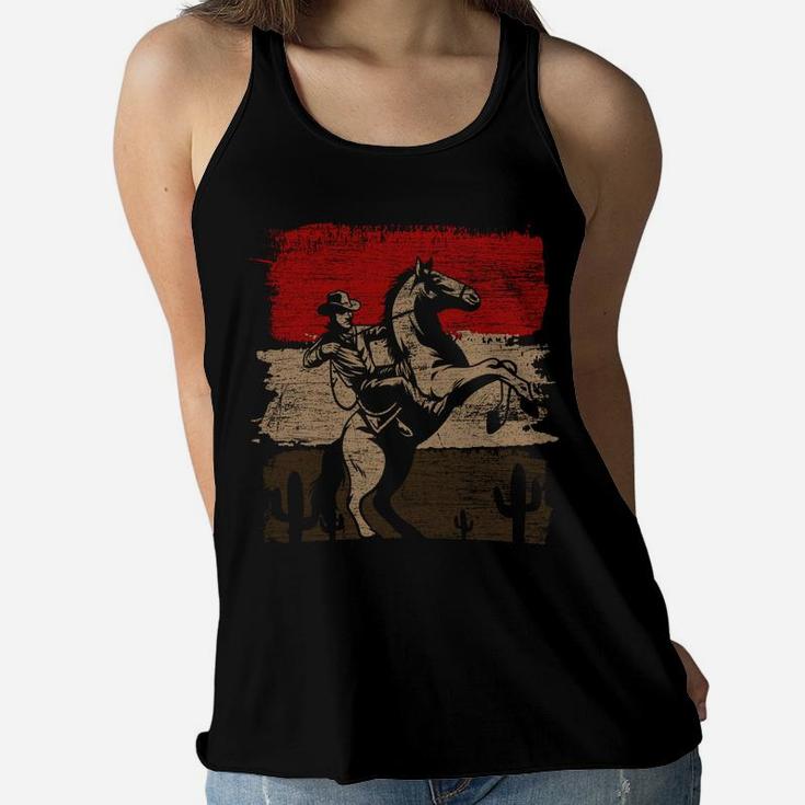 Retro Horse Riding Western Cowboy Women Flowy Tank