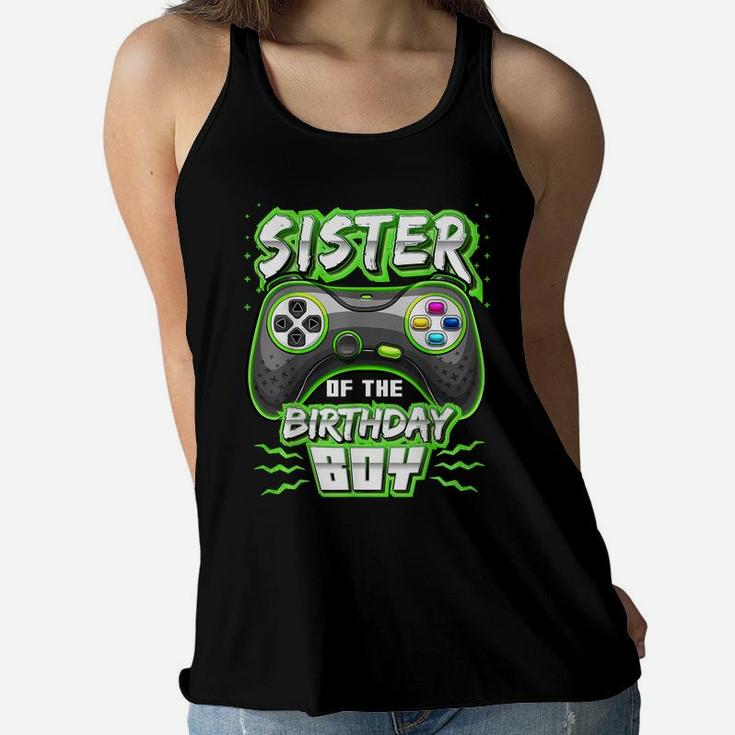 Sister Of The Birthday Boy Matching Video Gamer Party Women Flowy Tank