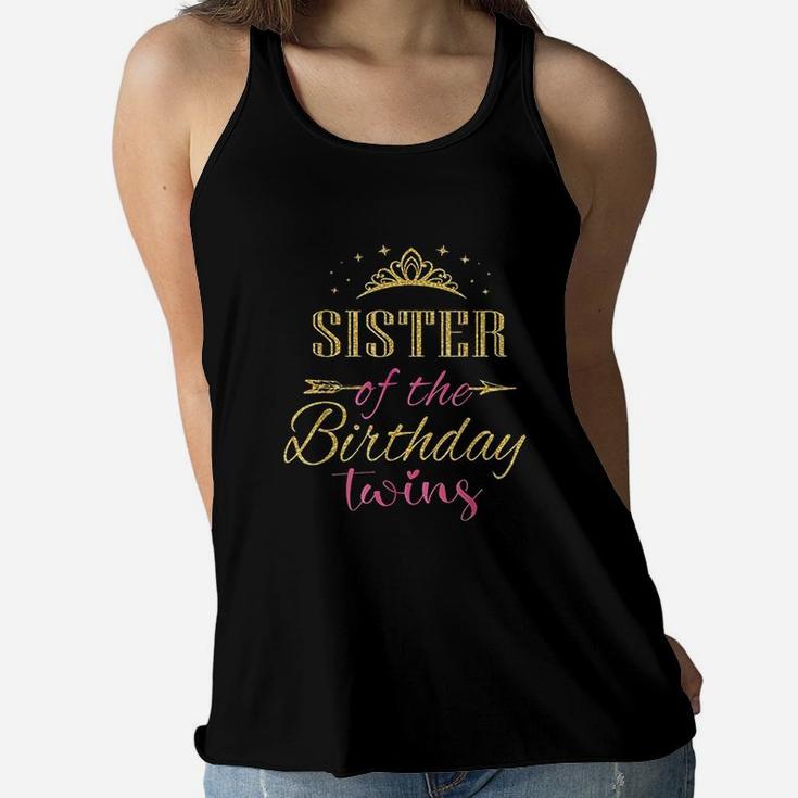 Sister Of The Birthday Twins Kids Party Women Flowy Tank