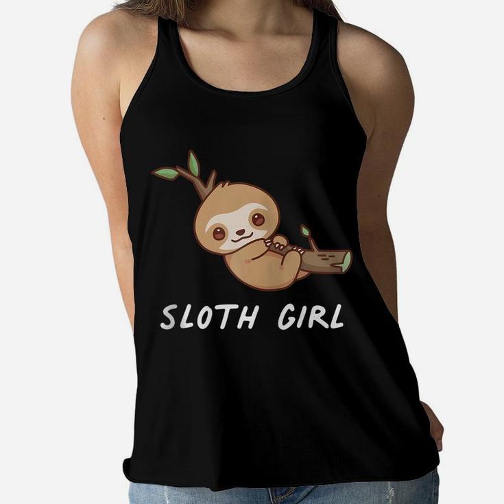 Sloth Girl Cute Animal Kawaii Lover Aesthetic Family Zip Hoodie Women Flowy Tank