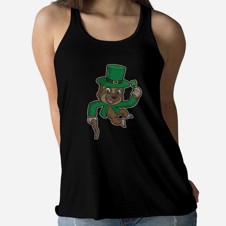 Sloth Leprechaun Kids Lucky Irish St Patricks Day Gift Women Flowy Tank