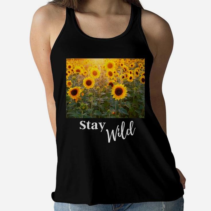 Stay Wild Spring Sunflower Country Girl Live Wild Flower Tee Women Flowy Tank