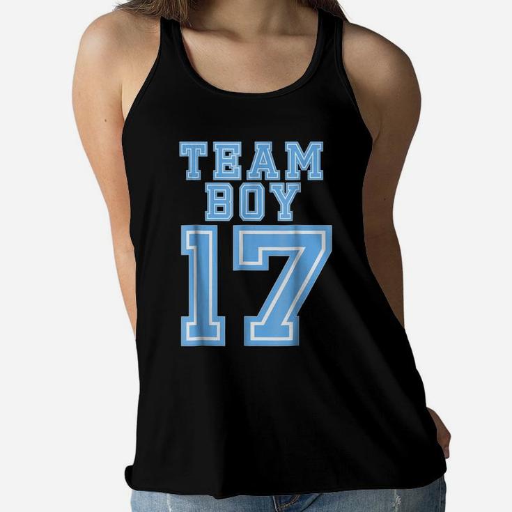 Team Boy 2017 17 Baby Shower Gender Reveal Party Cute Blue Women Flowy Tank