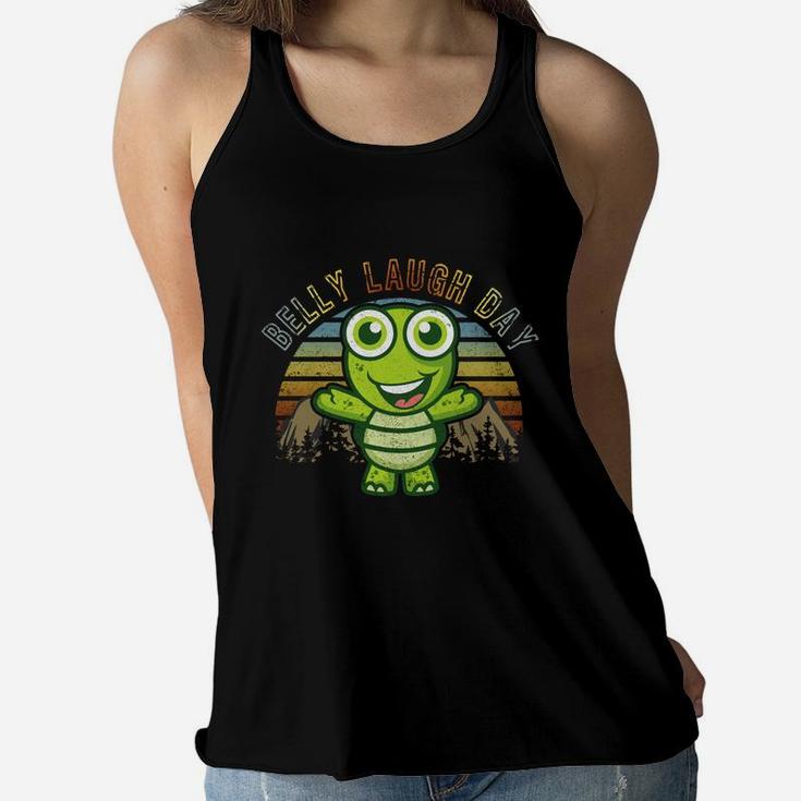 Turtle Vintage Belly Laugh Animals January 2022 Funny Gifts Women Flowy Tank