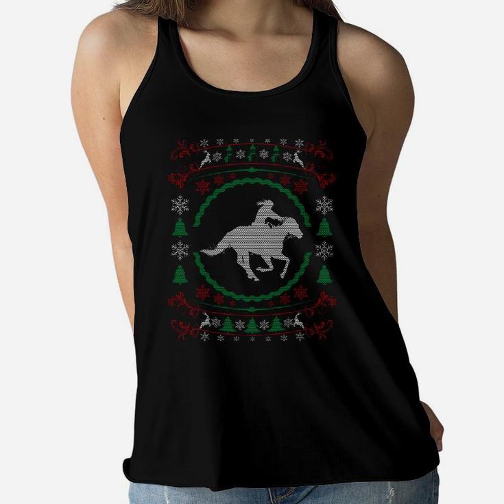 Ugly Christmas Style Cowgirl Riding Xmas Sweatshirt Women Flowy Tank