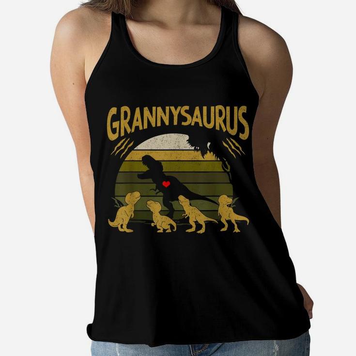 Vintage Retro 4 Kids Grannysaurus Dinosaur Lover Women Flowy Tank