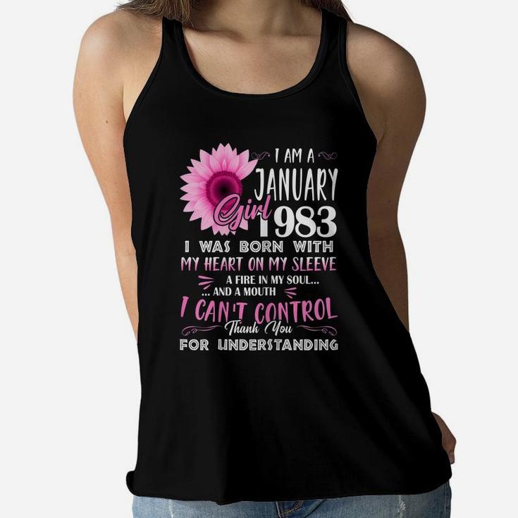 Womens January Girl 1983 Shirt 38Th Birthday Gift 38 Years Old Women Flowy Tank