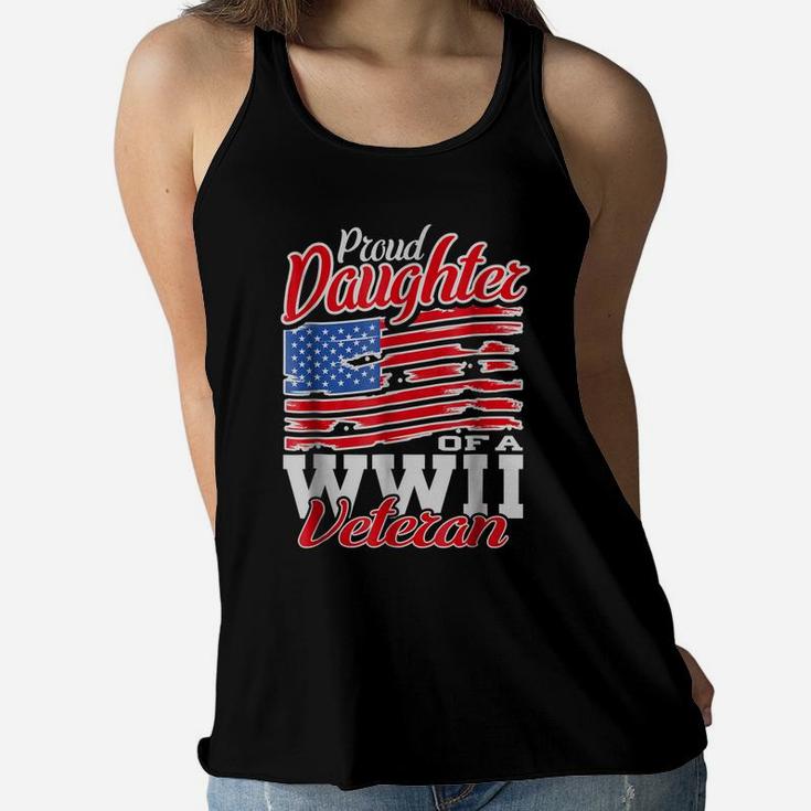 Wwii Veteran Usa Shirt Proud Daughter Tees Women Girls Gifts Women Flowy Tank