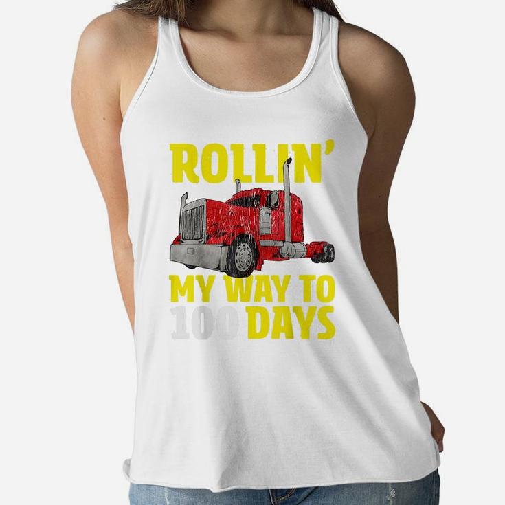 100Th Day Of School T Shirt Boys Truck 100 Days Of School Women Flowy Tank
