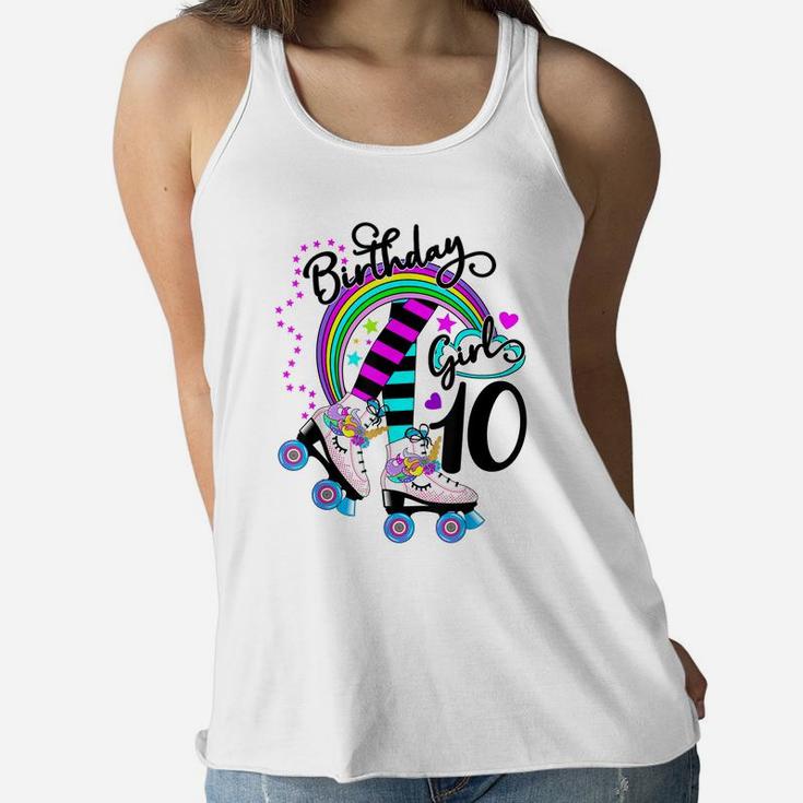 10Th Unicorn Roller Skate Birthday Party For Girls Shirt Women Flowy Tank