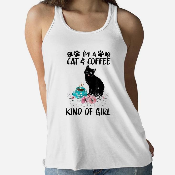 Cats Lover Cat And Coffe Kind Of Girl Women Flowy Tank
