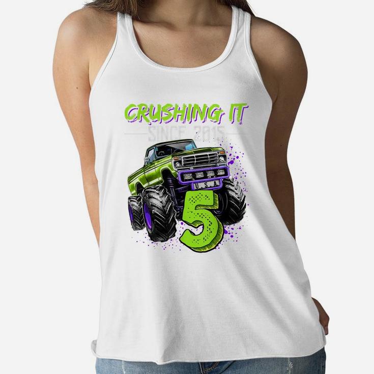 Crushing It Since 2015 5Th Birthday Monster Truck Gift Boys Women Flowy Tank