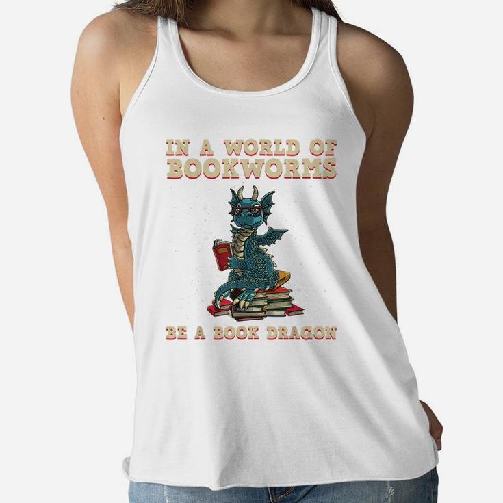 Cute Bookworm Design For Men Women Kids Librarian Book Lover Women Flowy Tank