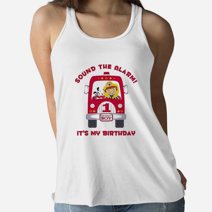 Fire Truck 1St Birthday Boy Women Flowy Tank