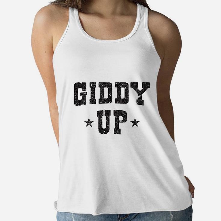 Giddy Up Cowboy Cowgirl White Vintage Retro Rodeo Gift Idea Women Flowy Tank