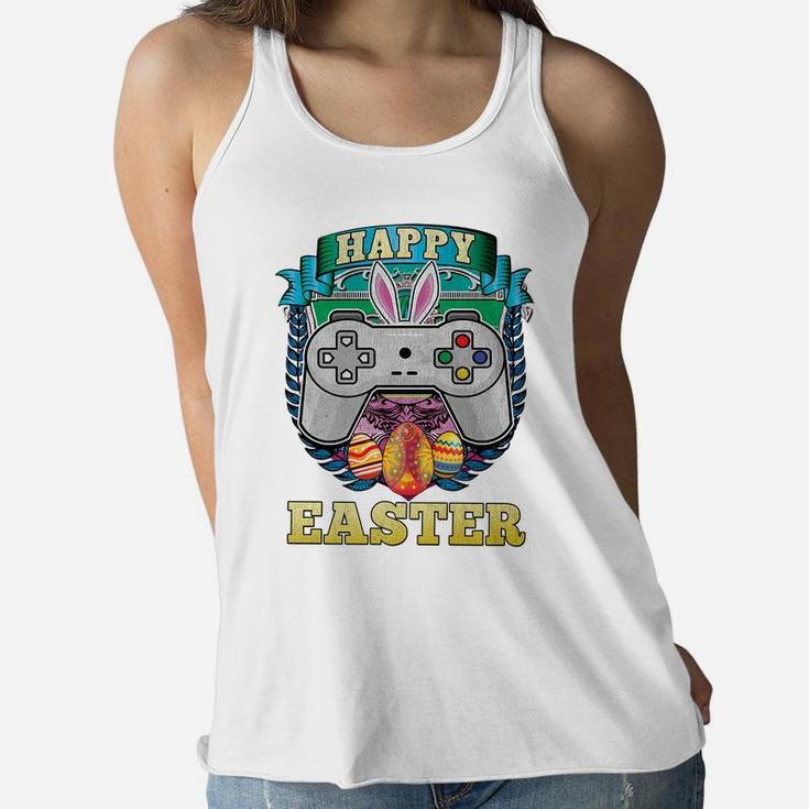 Happy Easter Bunny Boy Gamer Girl Video Game Controller Kids Women Flowy Tank