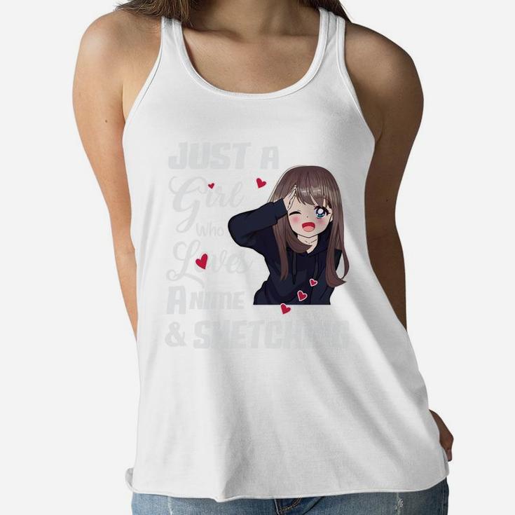 Just A Girl Who Loves Anime And Sketching Drawing Women Flowy Tank
