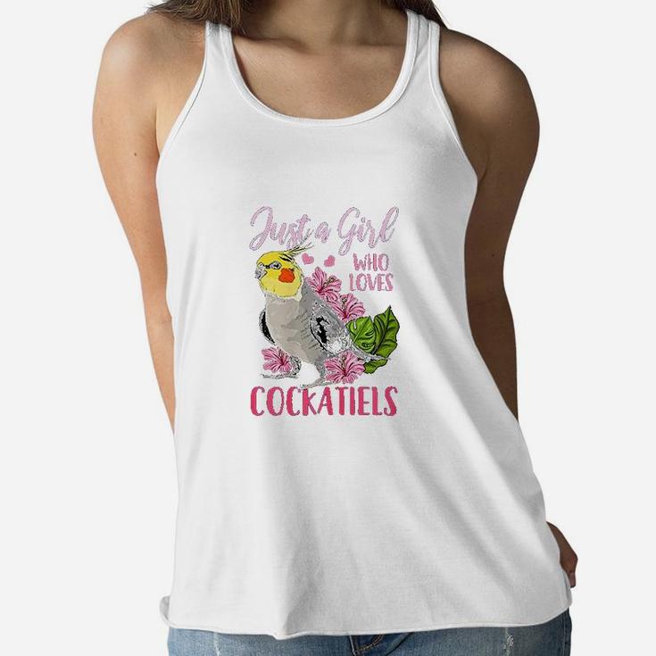 Just A Girl Who Loves Cockatiels Cute Women Flowy Tank