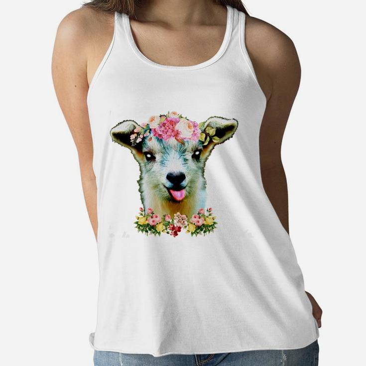 Just A Girl Who Loves Goats Goat Farm Crazy Lady Christmas Women Flowy Tank