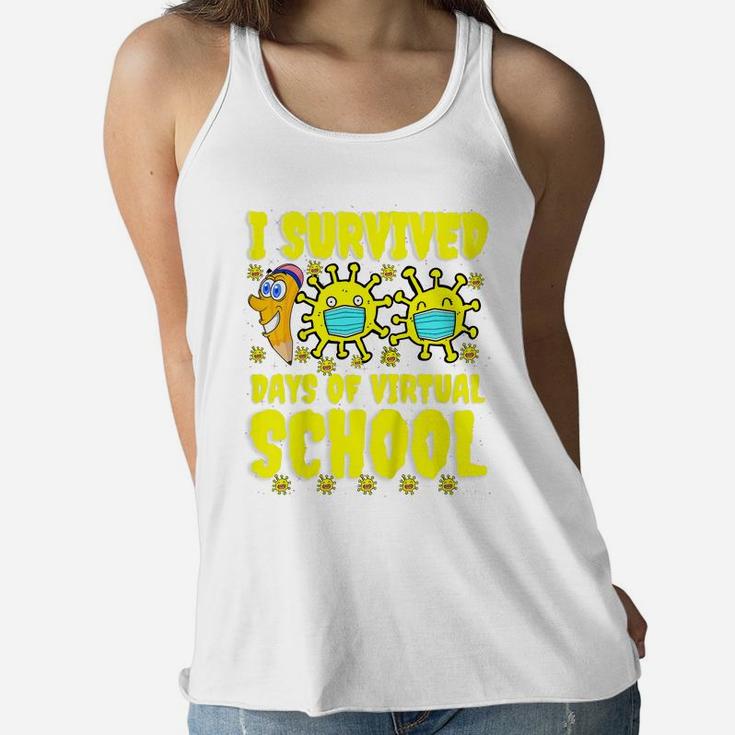 Kids I Survived 100 Days Of Virtual School Students And Teachers Women Flowy Tank