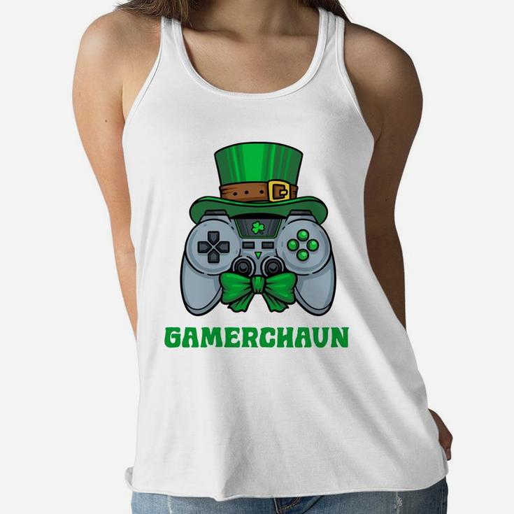 Leprechaun Gamer St Patricks Day Shirt Boys Controller Lucky Women Flowy Tank