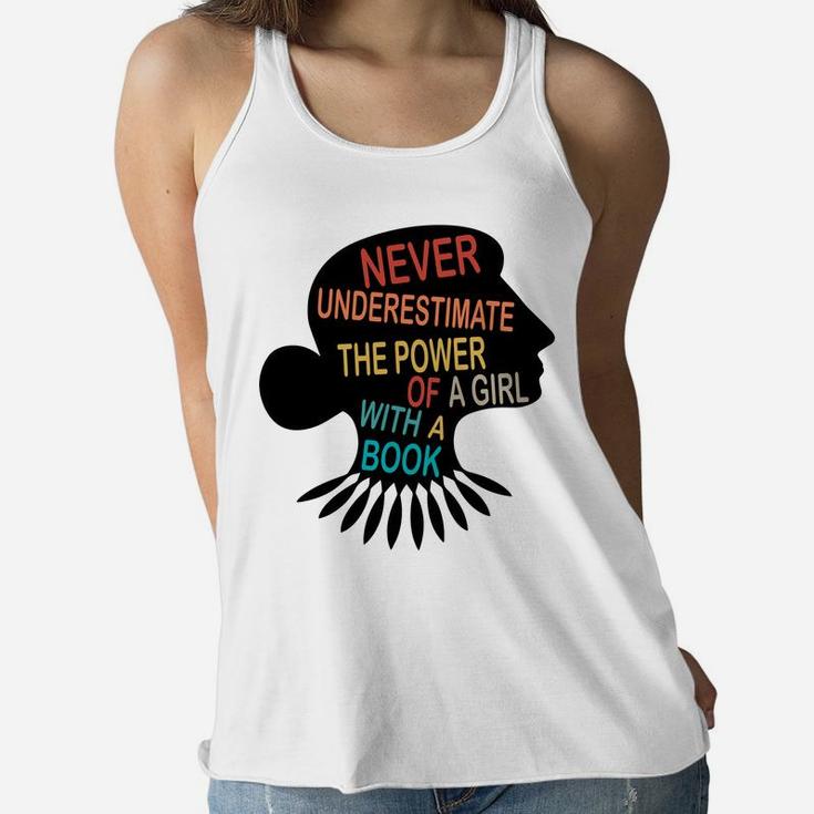 Never Underestimate The Power Of A Girl With Book Feminist Sweatshirt Women Flowy Tank