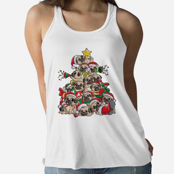 Pug Christmas Tree Dog Santa Merry Pugmas Xmas Gifts Boys Sweatshirt Women Flowy Tank