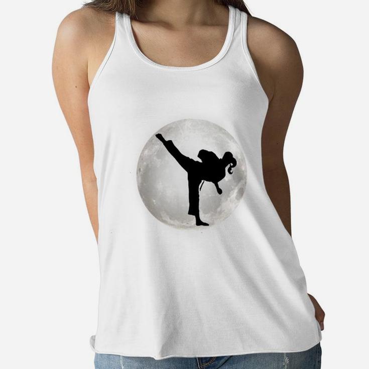 Taekwondo Girl In The Moon T-Shirt For Girls The Kick Sweatshirt Women Flowy Tank